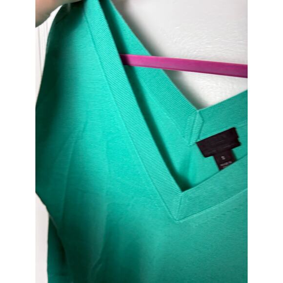 J. Crew Aqua Italian Featherweight Cashmere Double V-neck Sweater Women's Small - Picture 5 of 8